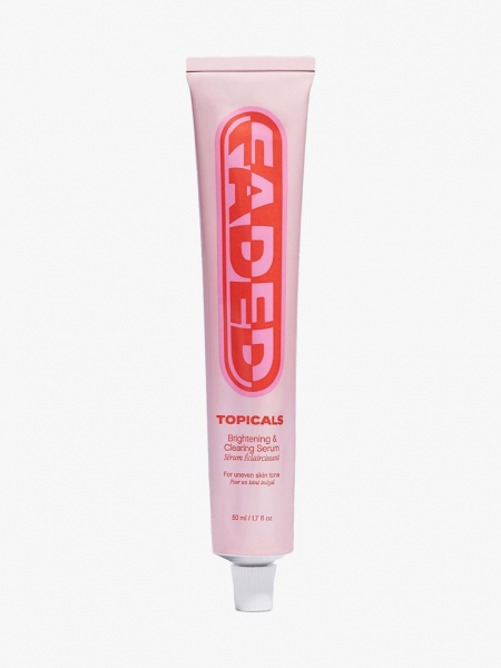 Topicals Faded Brightening & Clearing Serum pink tube on light gray background